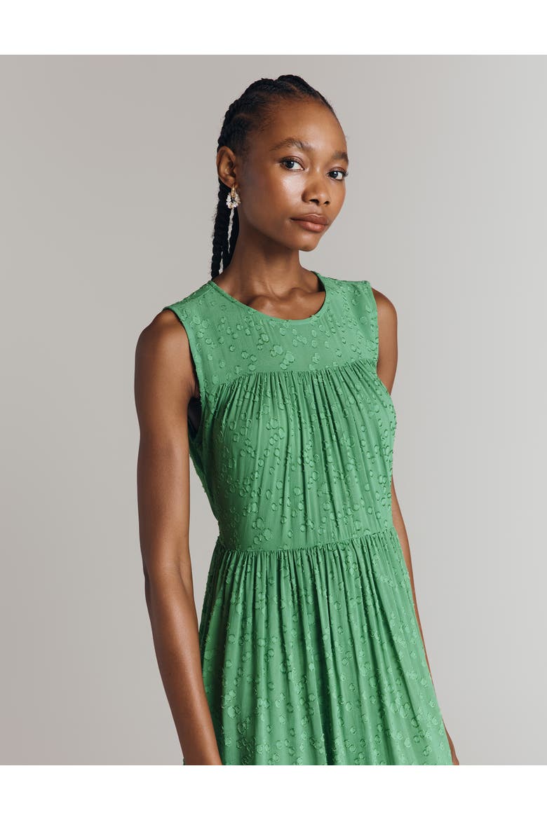 Sandy Georgette Jacquard Sleeveless Midi Dress, Alternate, color, Green