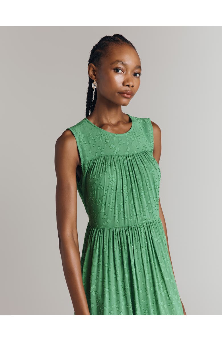 Ghost London Sandy Georgette Jacquard Sleeveless Midi Dress, Alternate, color, Green