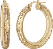 Bony Levy 14K Gold Medium Textured Hoop Earrings