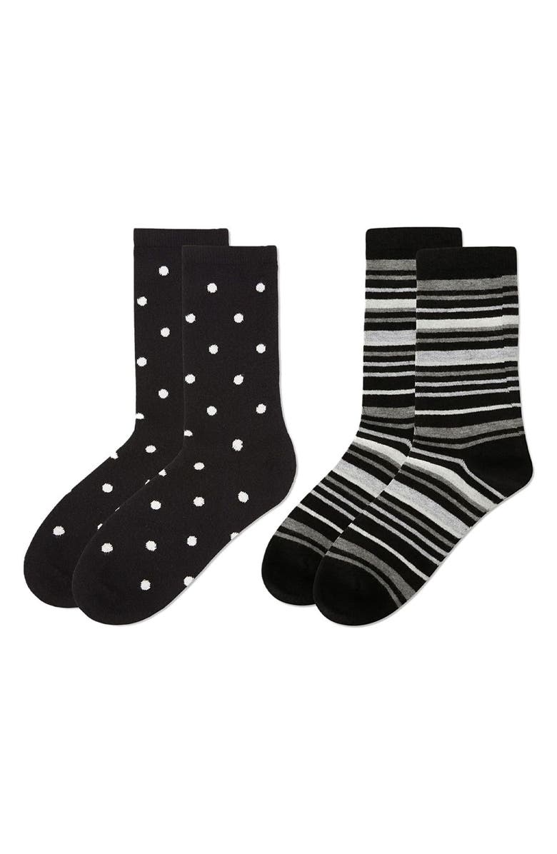 MeMoi Assorted 2-Pack Crew Socks, Alternate, color, Black-Black