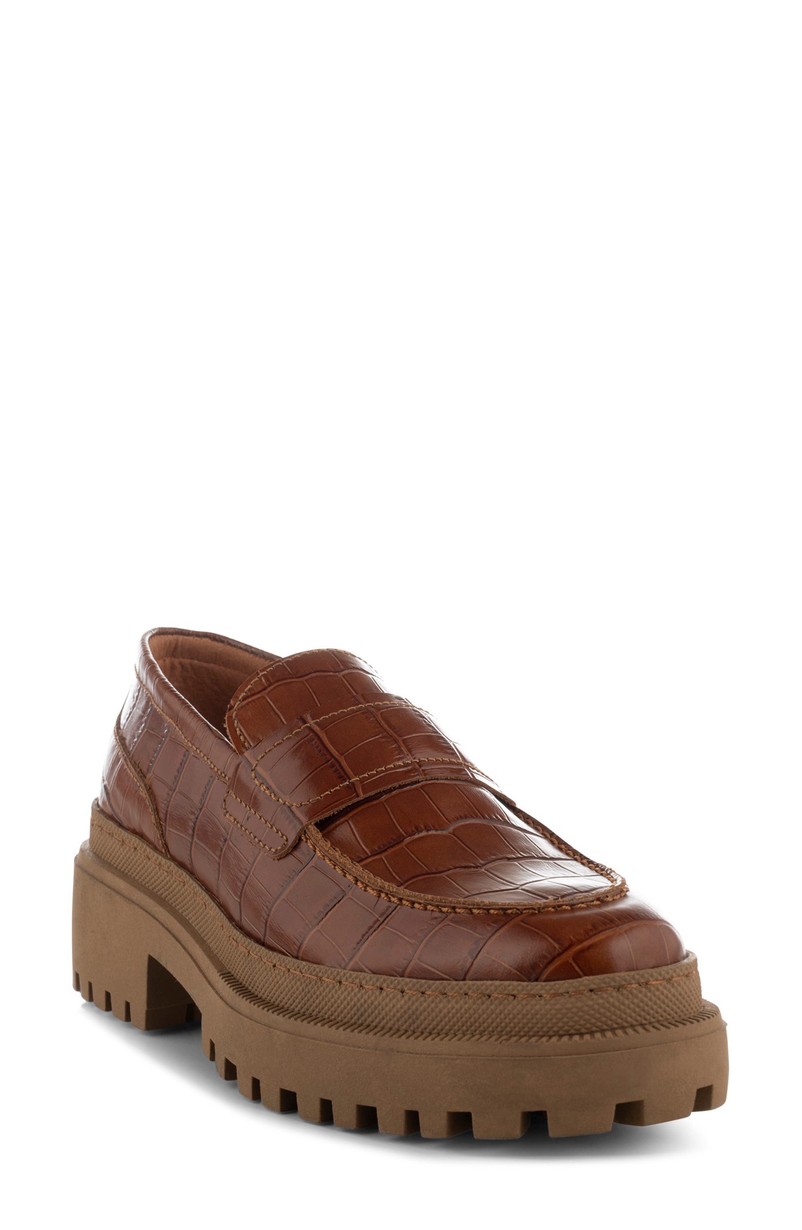Shoe The Bear Iona Croc Embossed Platform Loafer, Main, color, 