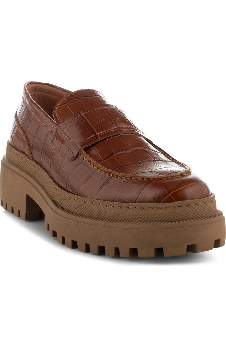 Shoe The Bear Iona Croc Embossed Platform Loafer, Main, color,