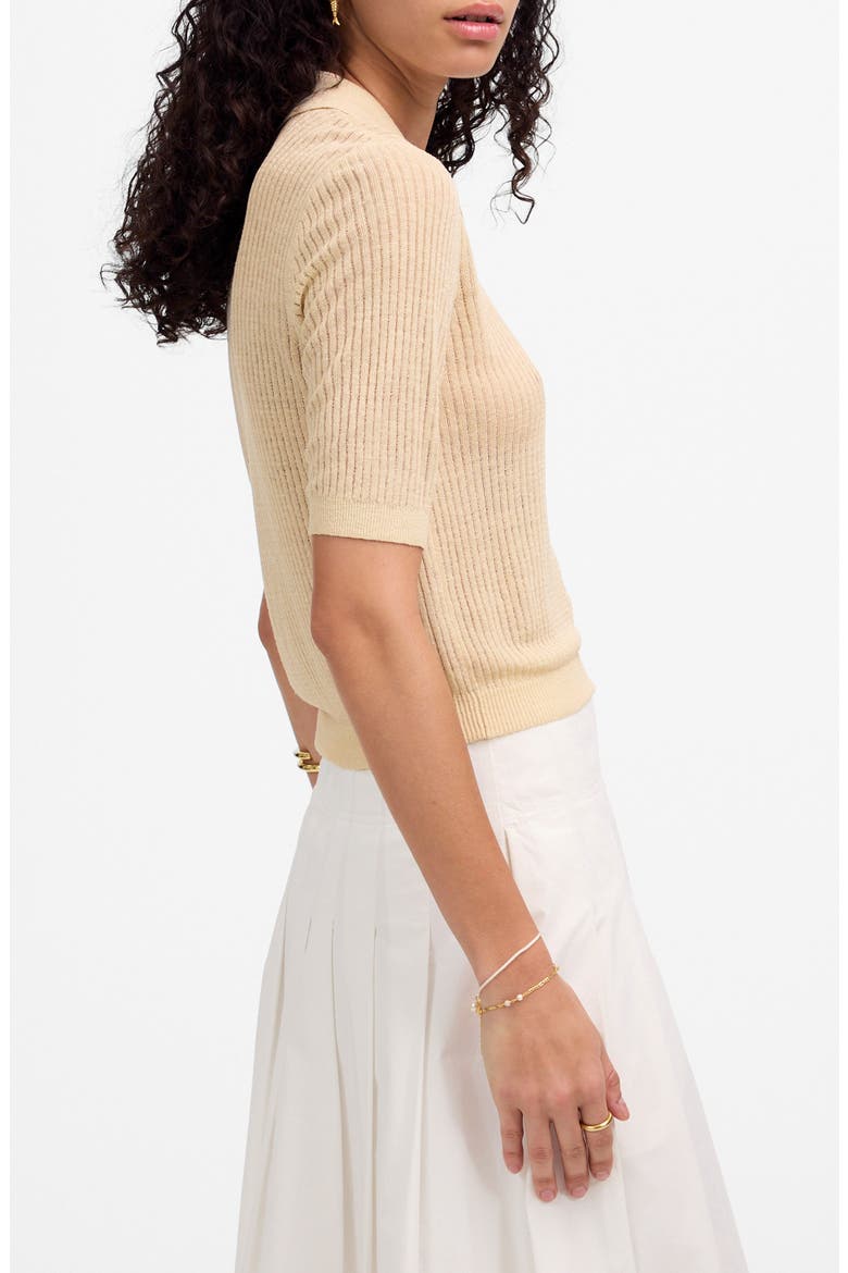 Short Sleeve Polo Sweater, Alternate, color, BEACH SAND