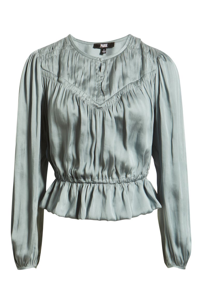Gansevoort Satin Peplum Top, Alternate, color, SURF