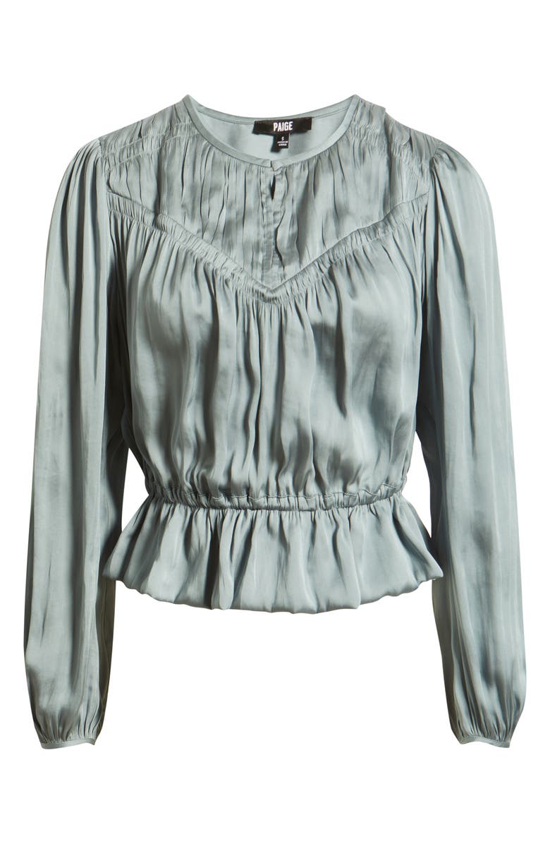 PAIGE Gansevoort Satin Peplum Top, Main, color, Surf