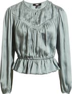 PAIGE Gansevoort Satin Peplum Top