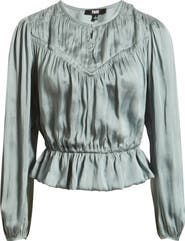 PAIGE Gansevoort Satin Peplum Top
