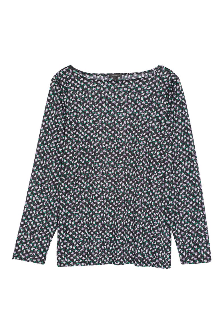 Boat Neck Mesh Top, Alternate, color, BLACK- PURPLE ABSTRACT DOT