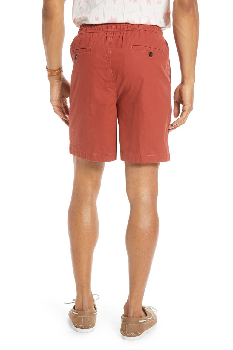 Slub Elastic Waist Slim Fit Shorts, Alternate, color, RED BARN