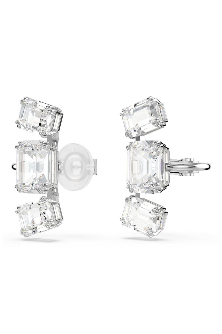 Millenia Crystal Clip-On Earrings, Alternate, color, WHITE/ SILVER