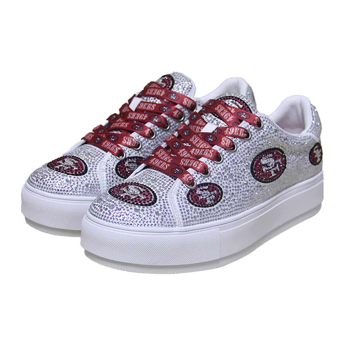 CUCE Women's Cuce White San Francisco 49ers Crystal Team Logo Sneakers, Main, color, 