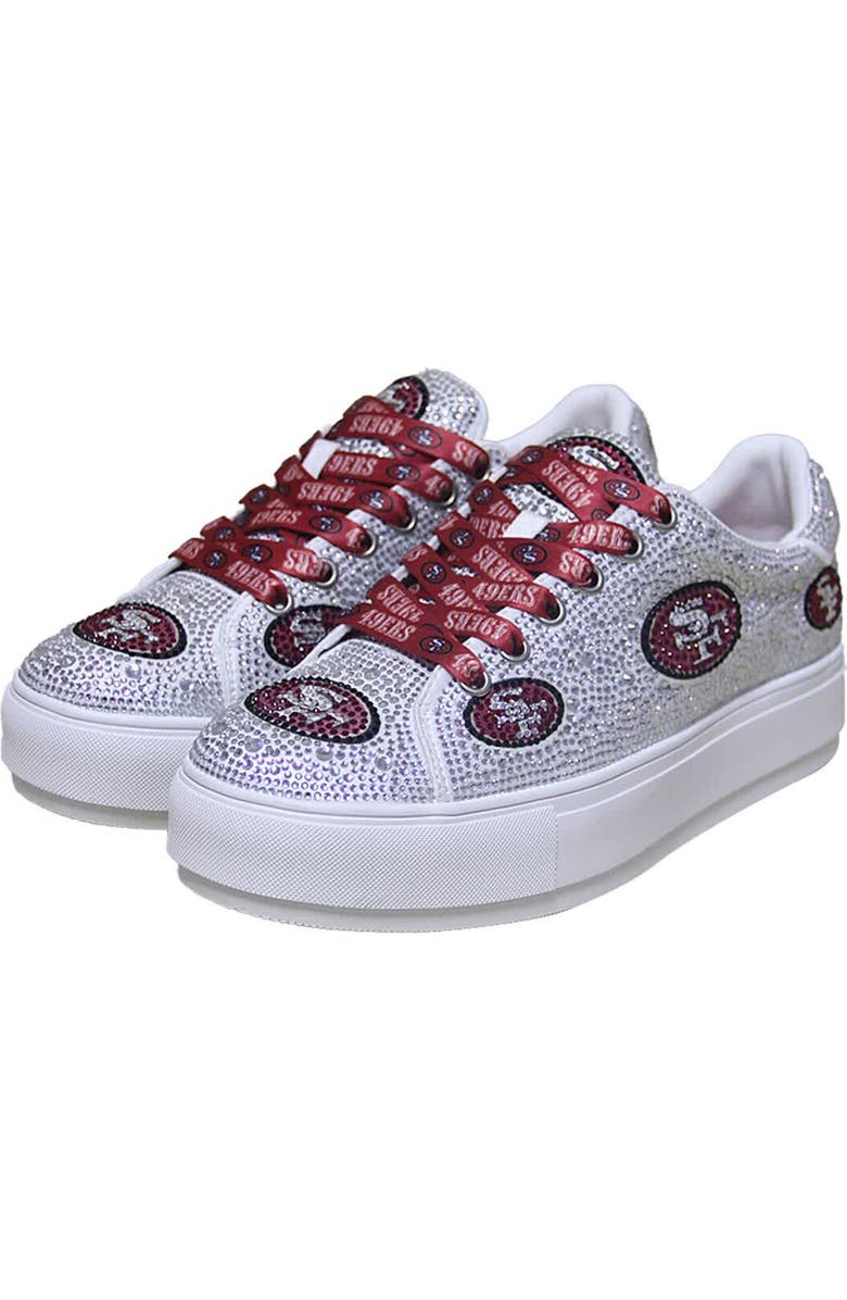 CUCE Women's Cuce White San Francisco 49ers Crystal Team Logo Sneakers, Main, color,