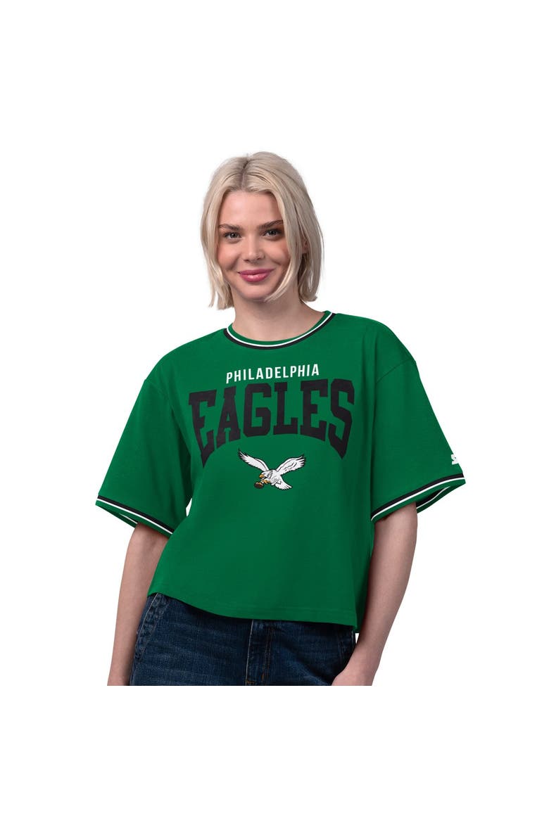 Women's Starter  Kelly Green Philadelphia Eagles Vintage Ace Cropped T-Shirt, Main, color, Kelly Green