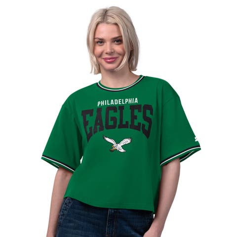 Women's Starter  Kelly Green Philadelphia Eagles Vintage Ace Cropped T-Shirt