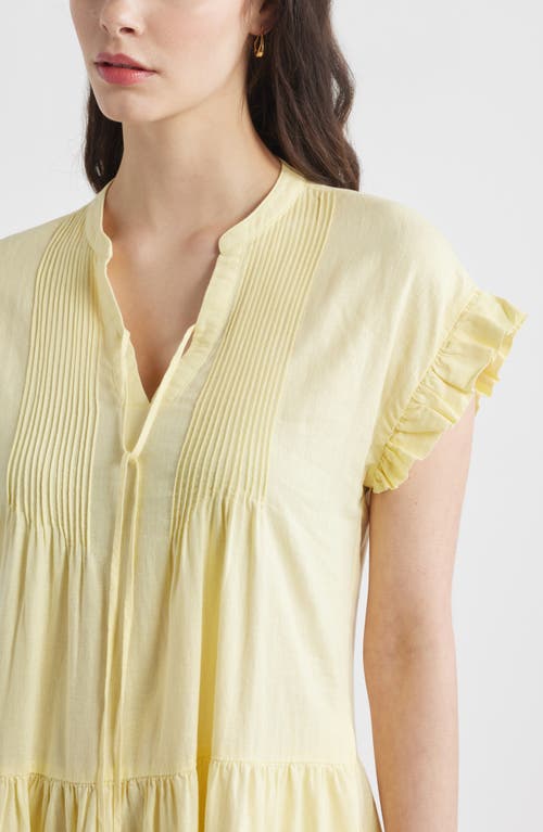 Caslon ® Ruffle Sleeve Linen Blend Tiered Dress In Yellow