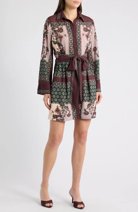 Misty Long Sleeve Tie Waist Shirtdress