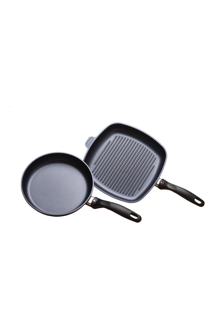 2 Piece Cookware Set - Fry Pan and Grill Pan, Main, color, Black