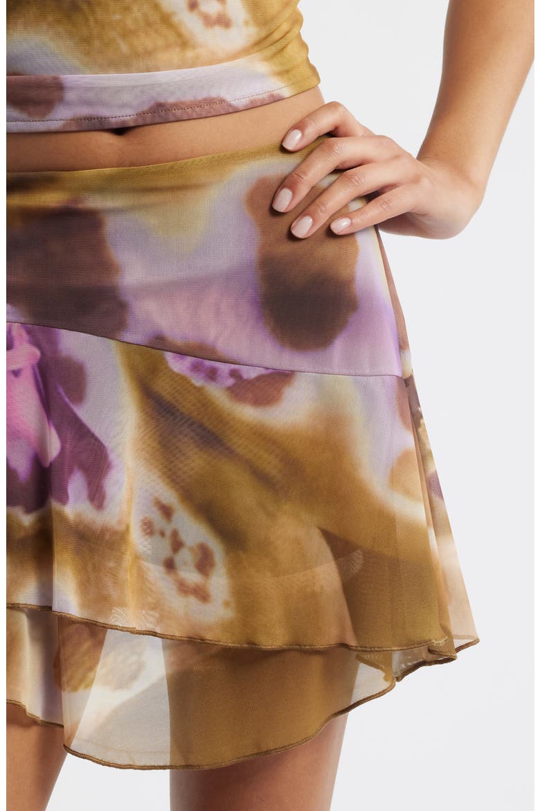 Gustito Tiered Asymmetric Hem Miniskirt, Alternate, color, CANELA