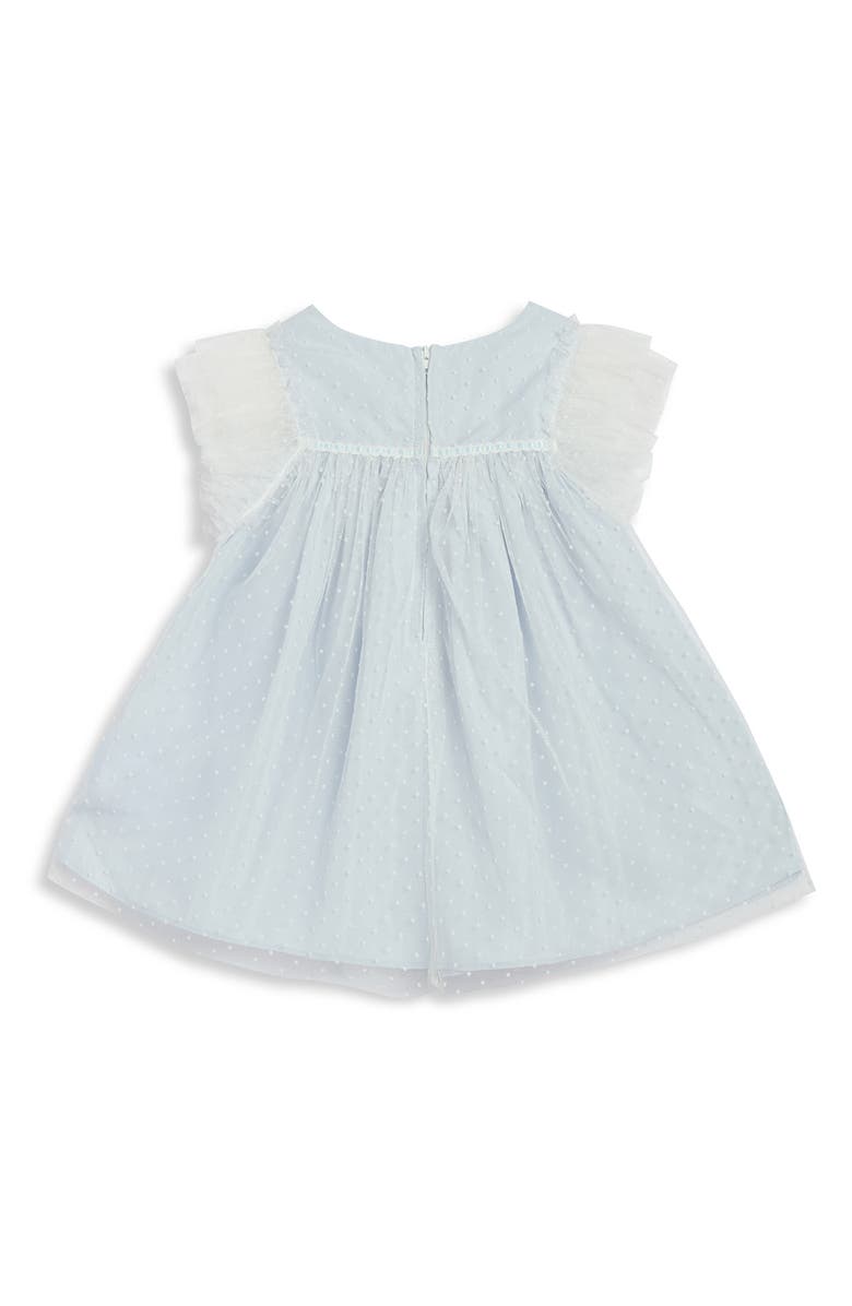 Pippa & Julie Lilly Mesh Dot Float Dress & Bloomers Set, Alternate, color, Blue