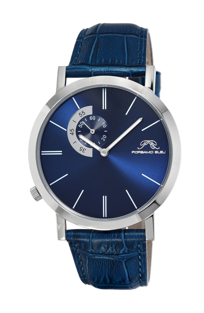 PORSAMO BLEU Men's Parker Leather Strap Watch, 42mm, Main, color, 