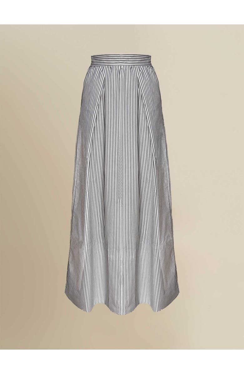 Contessa Mills Thomasin Striped Cotton Poplin Maxi Skirt, Main, color, Black-White