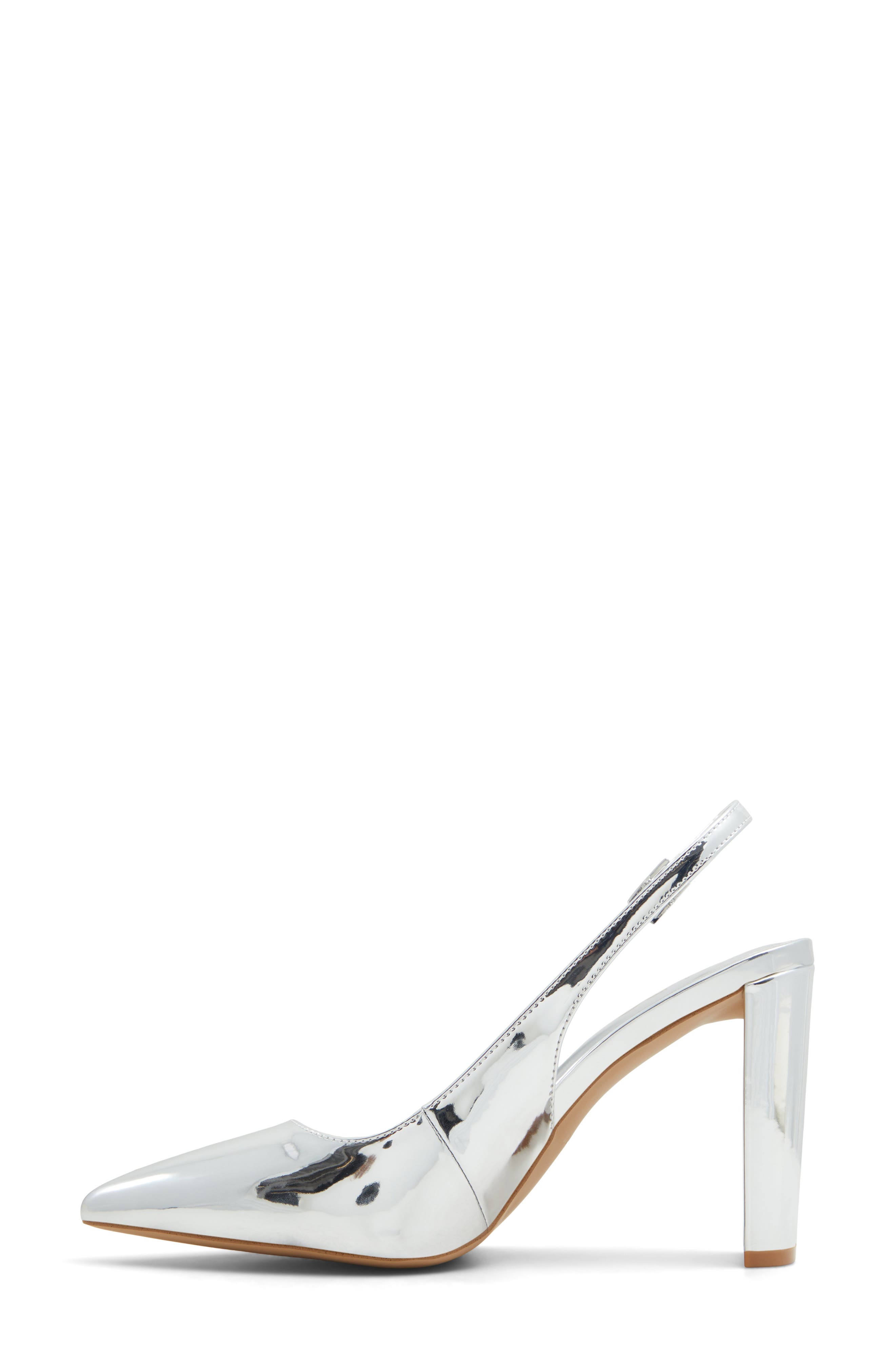 ALDO Meesha Slingback Pointed Toe Pump, Alternate, color, Silver