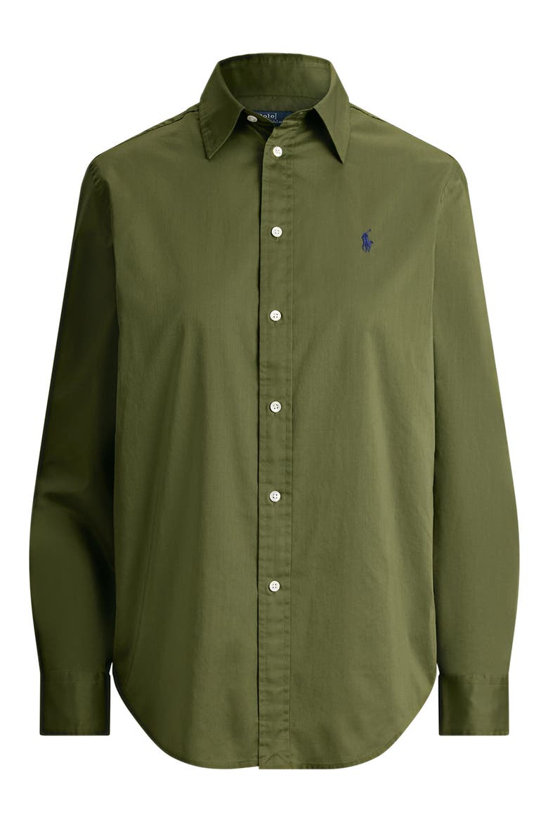 Classic Fit Cotton Twill Button-Up Shirt, Alternate, color, DENSE OLIVE