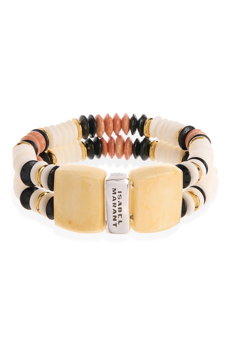 Beaded Bracelet, Main, color, ECRU/ SILVER