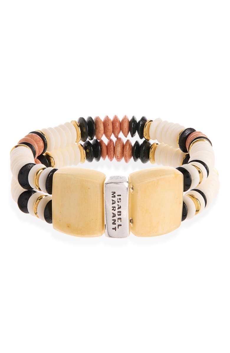 Isabel Marant Beaded Bracelet, Main, color, Ecru/ Silver