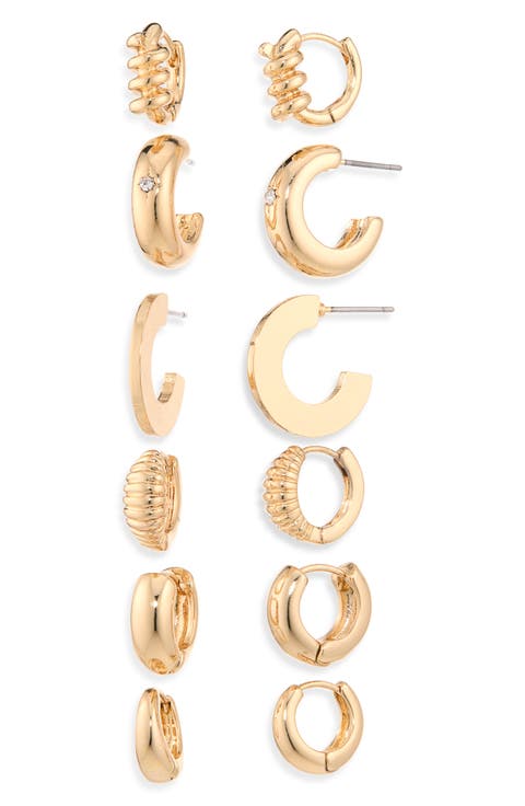 6-Pack Assorted Hoop Earrings