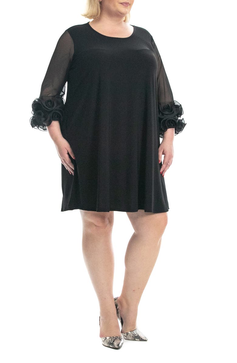 Nina Leonard Ruffle Cuff Shift Dress, Alternate, color, 