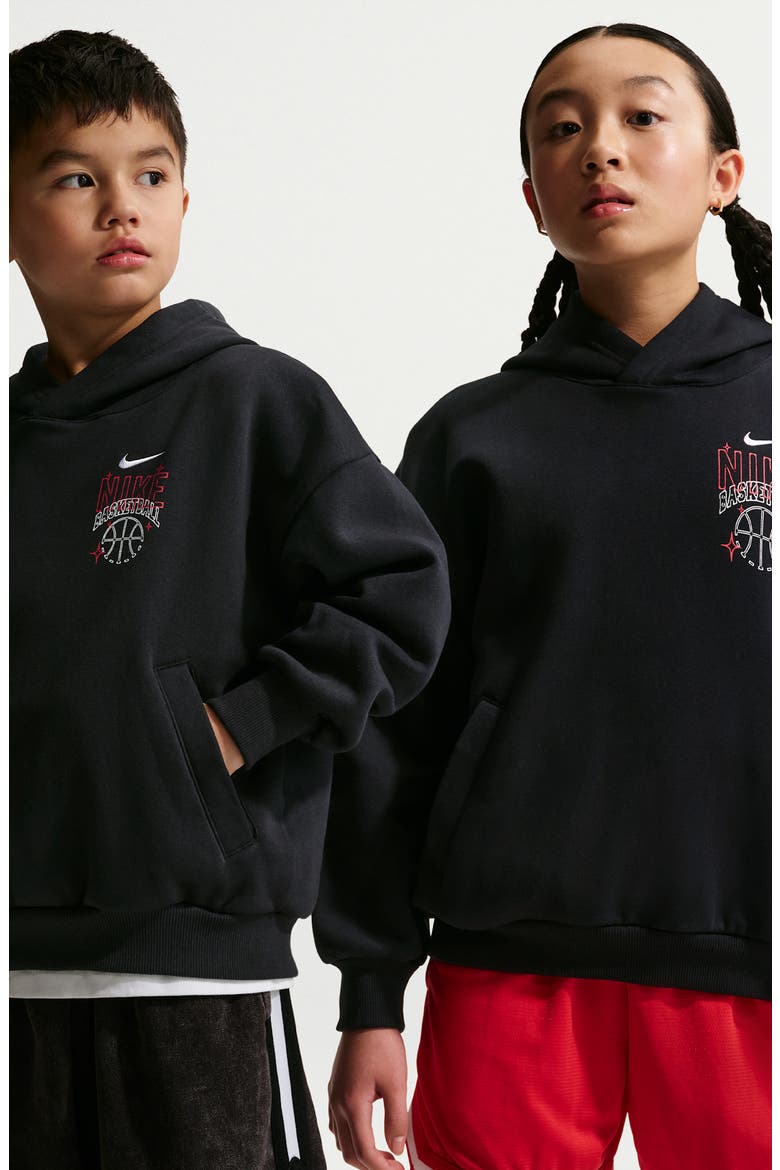 Kids' Basketball Oversize Hoodie, Alternate, color, BLACK/ WHITE