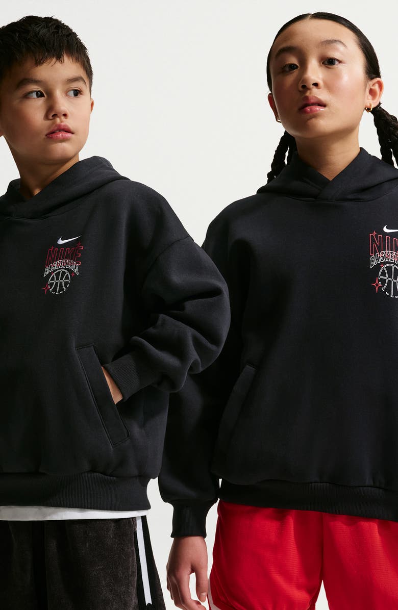 Nike Kids' Basketball Oversize Hoodie, Alternate, color, Black/ White