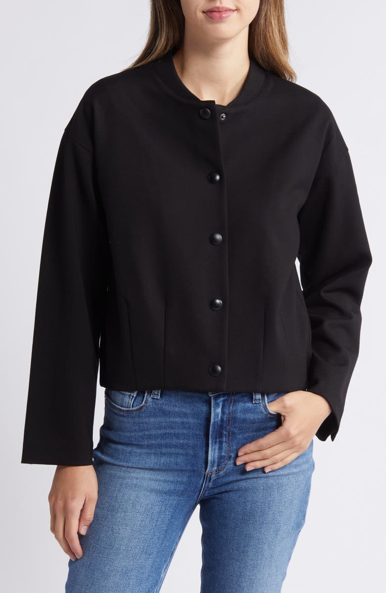Wit & Wisdom Crop Bomber Jacket, Alternate, color, Black
