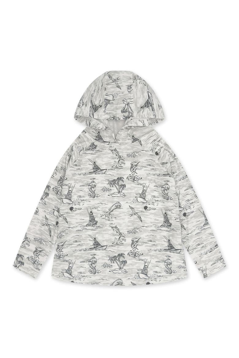 Kids' Reel Deal Tech Tropical Print Performance Hoodie, Main, color, WHITE