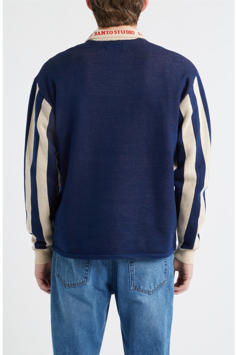 Maple Country Club Jacquard Cotton Graphic Polo Sweater, Alternate, color, NAVY