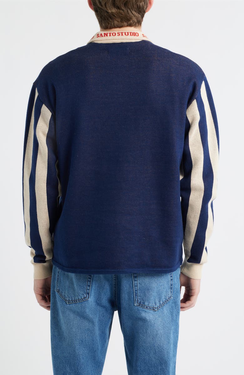 SANTO STUDIO Maple Country Club Jacquard Cotton Graphic Polo Sweater, Alternate, color, Navy