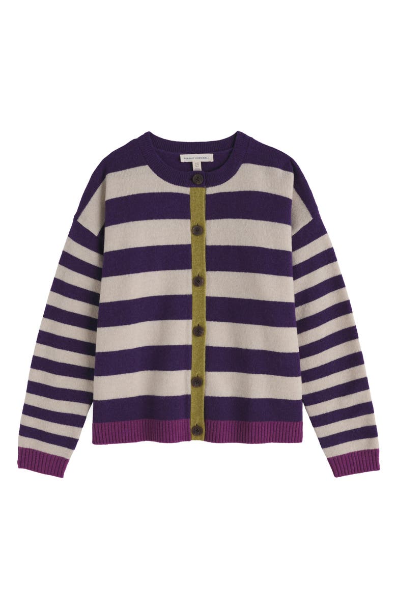 Seasalt Cornwall Pinwell Stripe Lambswool Blend Cardigan, Alternate, color, Bright Shape Dark Violet Mix