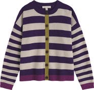 Seasalt Cornwall Pinwell Stripe Lambswool Blend Cardigan