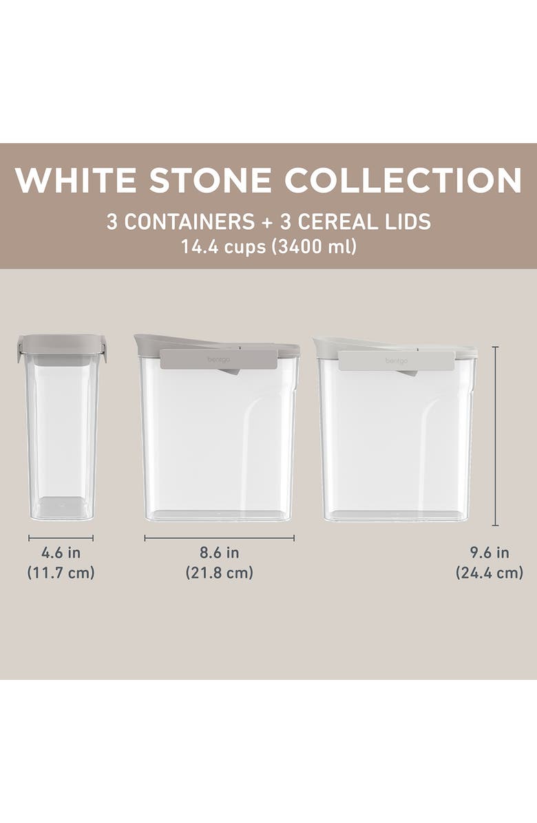 BENTGO 3-Piece Food Storage Container Set, Alternate, color, White Stone