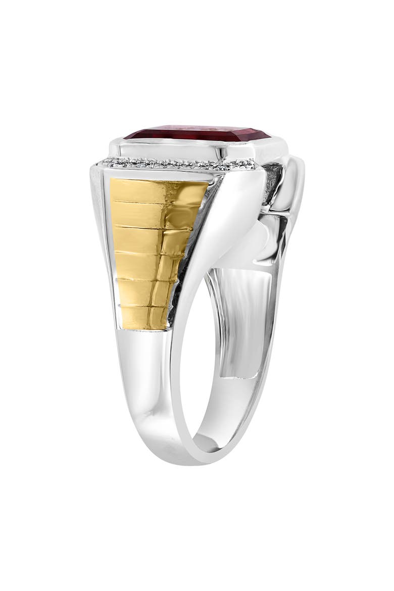 Men's Diamond & Garnet Two-Tone Signet Ring, Alternate, color, RED
