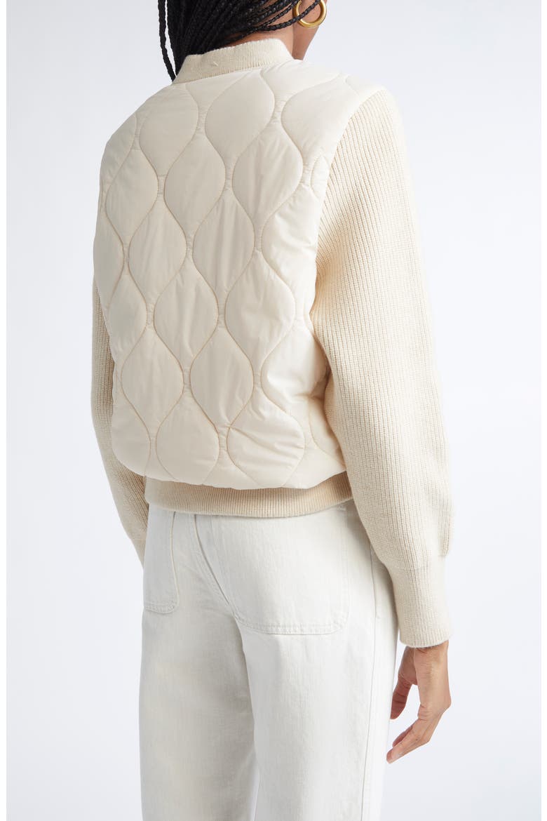 Miranda Mixed Media Quilted Jacket, Alternate, color, BONE