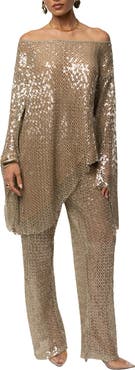 JLUXLABEL Sheer Glow Sequin Top