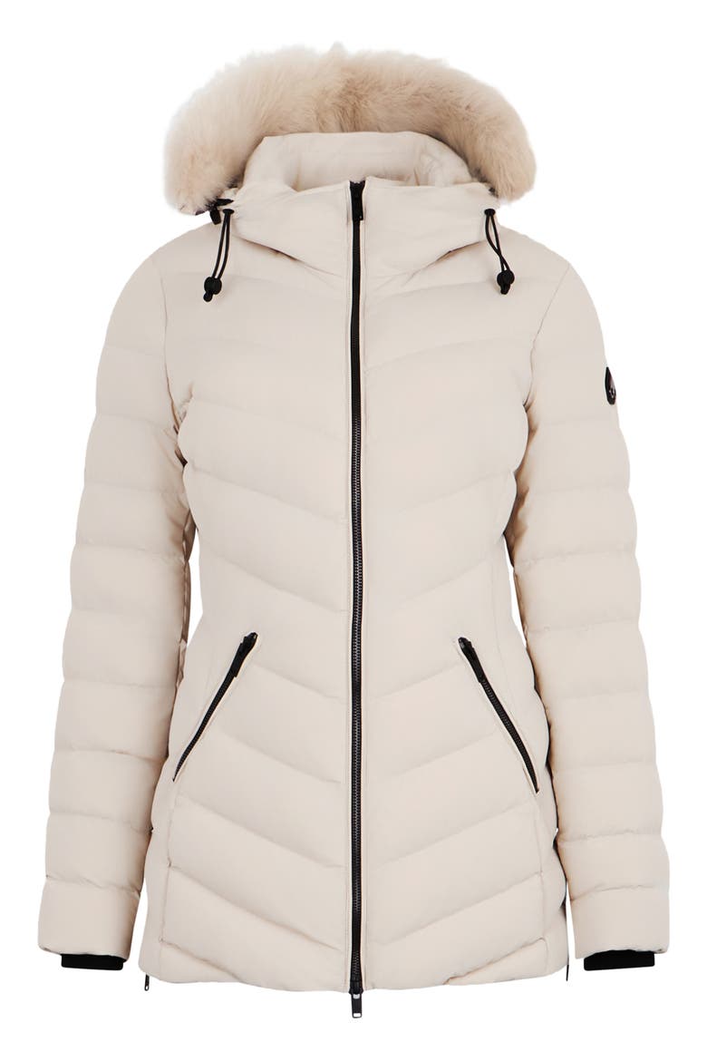 Roselawn 5 Water Repellent 800 Fill Power Down Puffer Jacket with Genuine Shearling Trim, Alternate, color, ALABASTER W/ ALABASTER SH