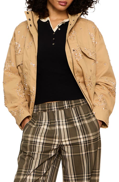 Limelight Bead Detail Cotton Surplus Jacket