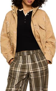 Sanctuary Limelight Bead Detail Cotton Surplus Jacket