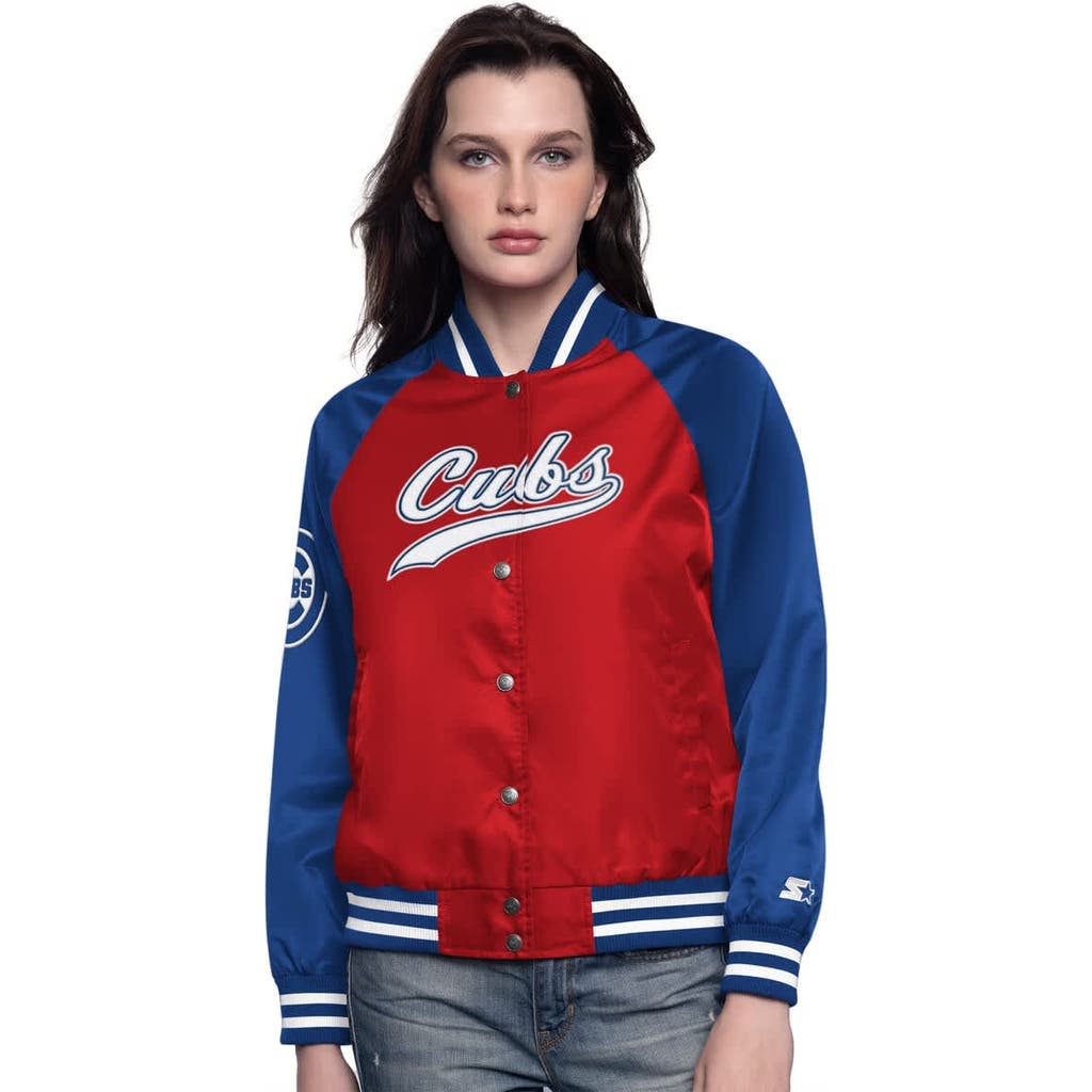 Starter Red/royal Chicago Cubs Home Run Full-snap Varsity Jacket