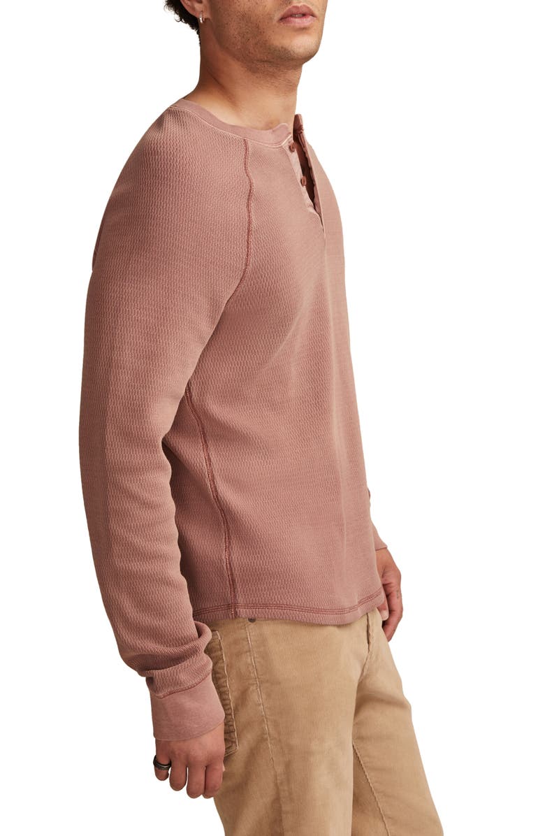 Lucky Brand Birdseye Thermal Henley Top, Alternate, color, Brown Stone