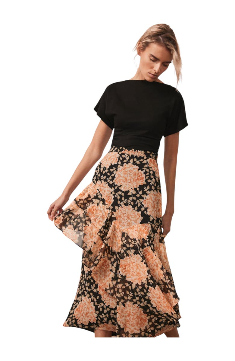 MINT VELVET Print Midi Skirt, Alternate, color, Orange