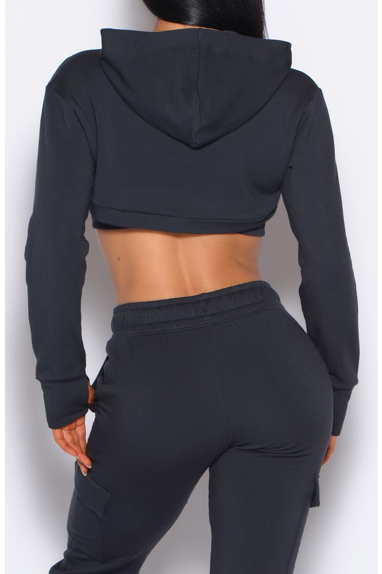 Sweat Bolero Hoodie, Alternate, color, Vintage Black